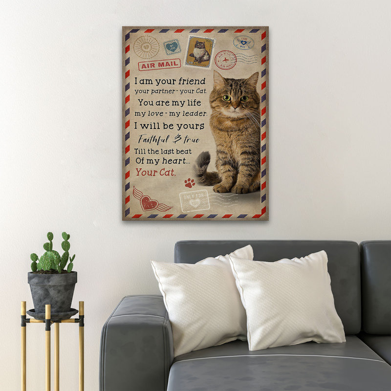 «A Cute Cat - I Am Your Friend Your Partners Your Cat», reproduction d'art graphique sur toile tendue