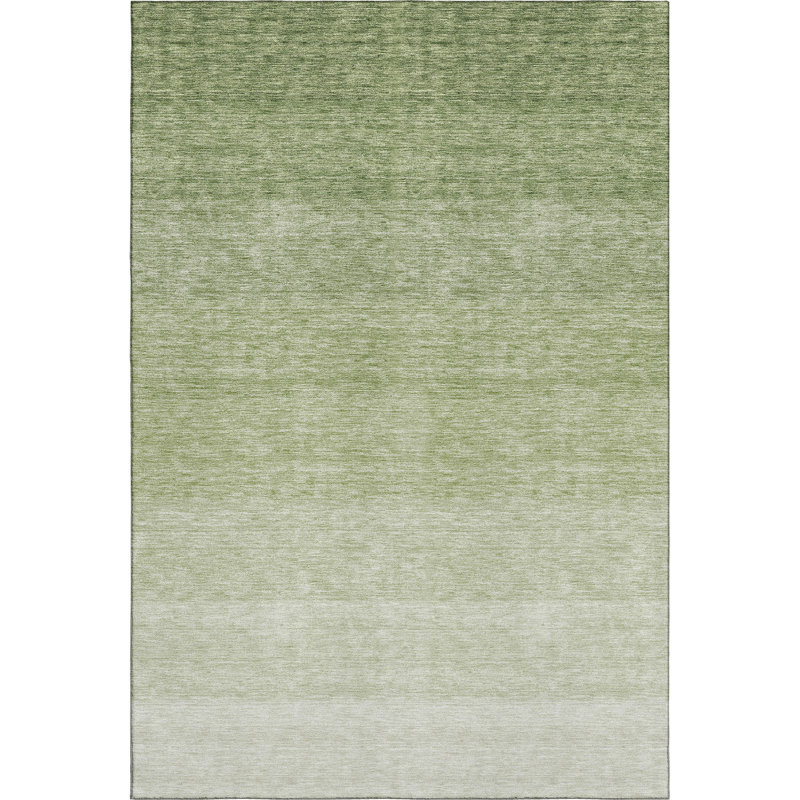 Premium Machine Washable Prisco Green Rug, Rectangle 8' x 10'