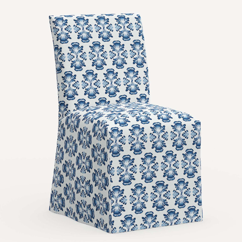 Sadia Slipcover Chair, Jr Bamana Lapis Geometric Linen