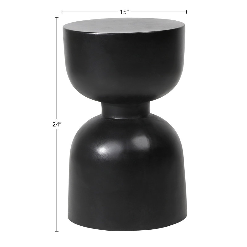 Cresson 15'' Black Stone Round Outdoor Side Table