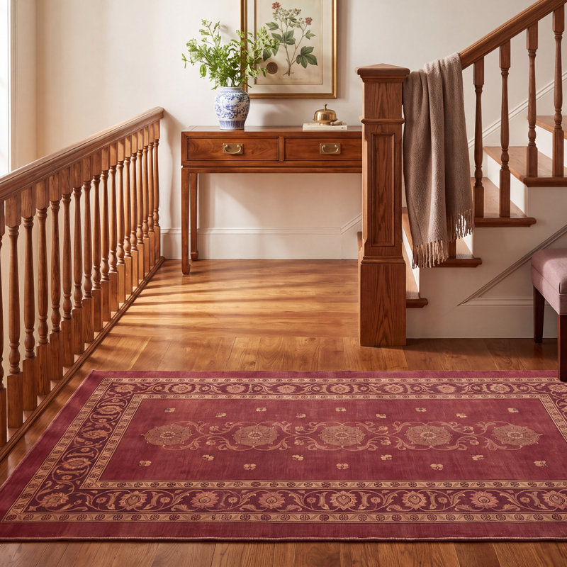 Tapis Mesa2 à médaillon traditionnel, style persan, bordeaux, cuivre, vert, crème, rose, lavable à la machine, antidérapant, à poils courts, pour l'intérieur et l'extérieur, adapté aux animaux domestiques, idéal pour le salon, la chambre, la salle à manger, l'entrée, le couloir ou le bureau.