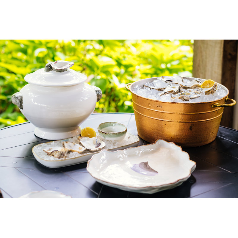 Abigails Seaside Ceramic Platter, Ivory, 1" H x 15" W x 6.5" D