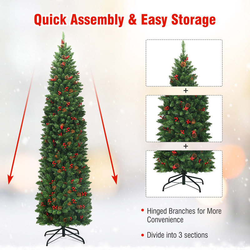 The Holiday Aisle® 7.5' Lighted Pine Christmas Tree & Reviews | Wayfair