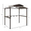 Pavillon de jardin en métal 8 pi x 5 pi, station de cuisson extérieure à toit rigide avec tablettes de rangement pour les grillades dans la cour arrière, brun foncé