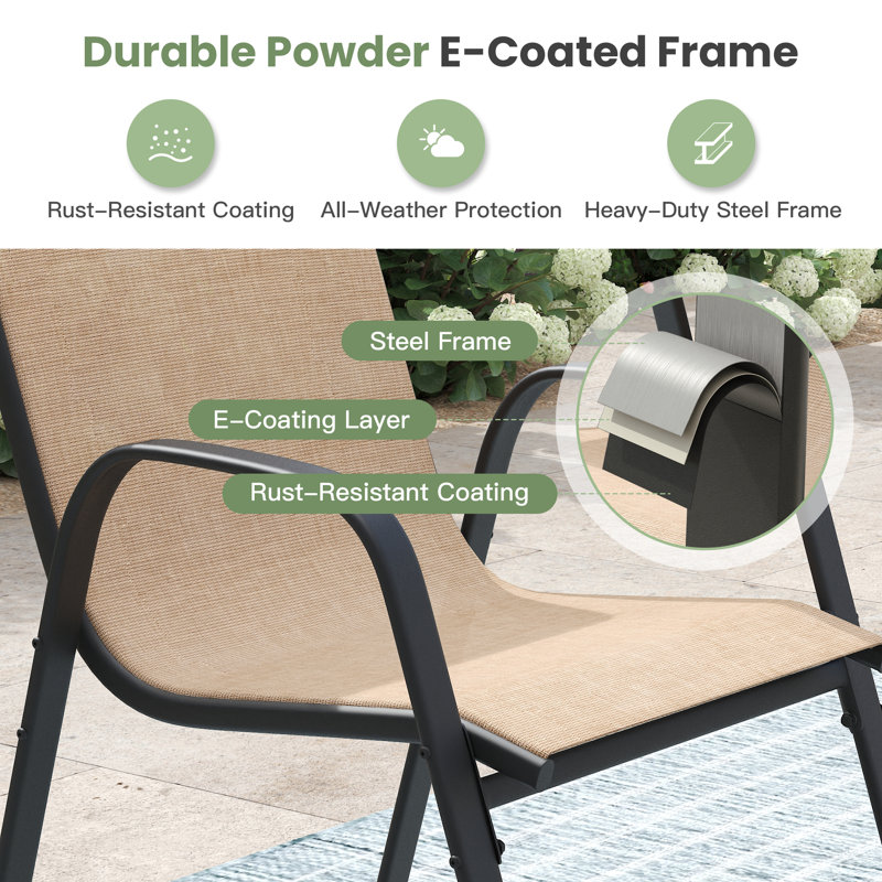 Stackable Patio Dining Chairs, Brown