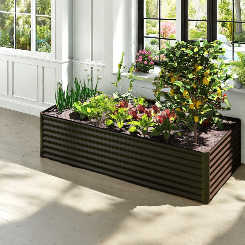 Spacieuses jardinières modernes en acier pour une utilisation extérieure polyvalente