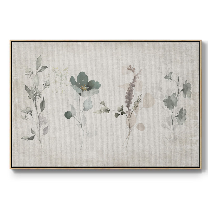 Arrangement rétro encadré sur toile, H 17 po x l 25 po x P 2 po, Bois naturel