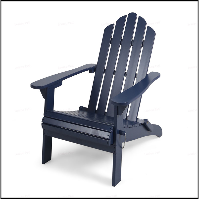 Foldable Adirondack Chair With Weather-Resistant Acacia Wood And Classic Slat Design For Outdoor Comfort, Blue