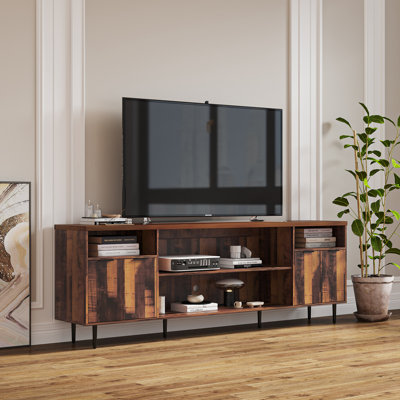 Console avec 4 portes et 4 tablettes ouvertes, console étroite, table de couloir