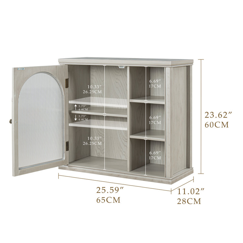 Armoire à pharmacie en bois avec tablettes réglables et portes murales, gris, Gris