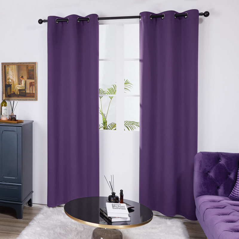 Thermal Insulated Room Darkening Grommet Curtain Panels (Set of 4), Pure White, 38" W x 54" L
