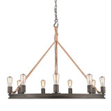 Davy 9 - Light Dimmable Wagon Wheel Chandelier