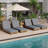 Lounge Chaise Set, Acacia Solid Wood With Lounge Cushion (Dark Grey+Triple Folds)-1387574282