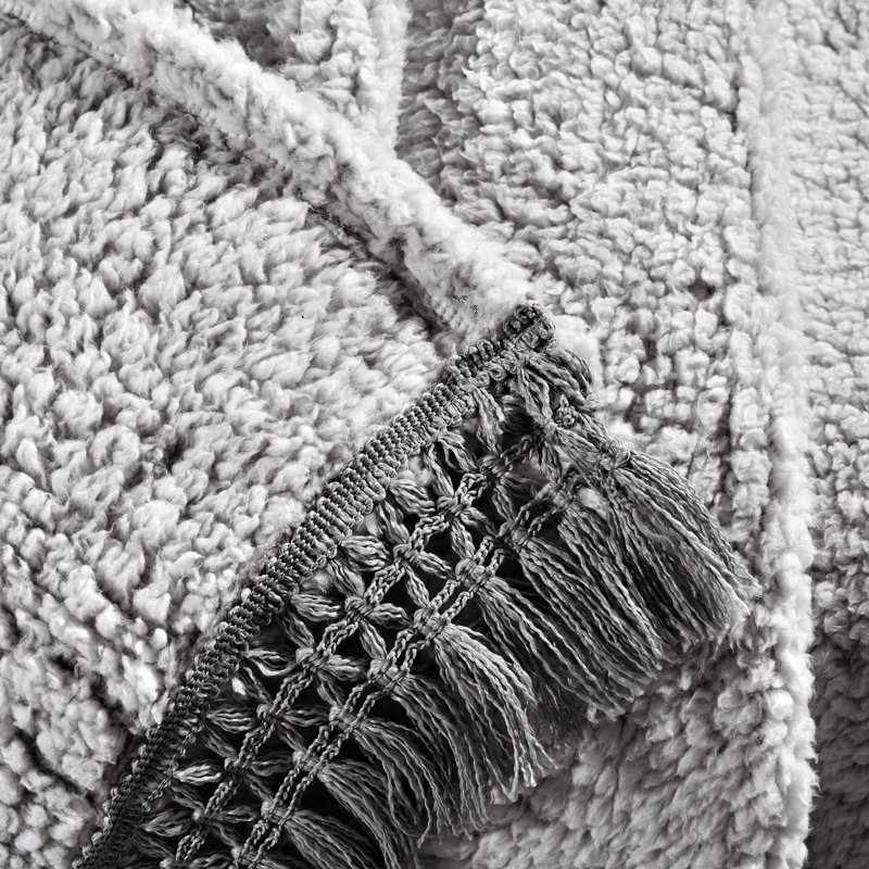 Jeté à franges Reyna, Gris