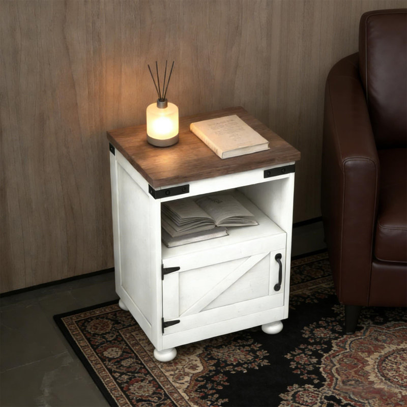 Table de bout Modern Foyer (avec table basse uniquement), Blanc, Brun
