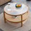 Table basse ronde avec tablette ouverte