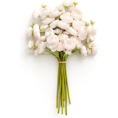 Ranunculus Artificial Flower Faux Silk Mini Ranunculus Flowers For DIY Bouquet Bulk Fake Wedding Filler Flowers For Centerpieces Arrangements Bridal Shower Decorations Cream