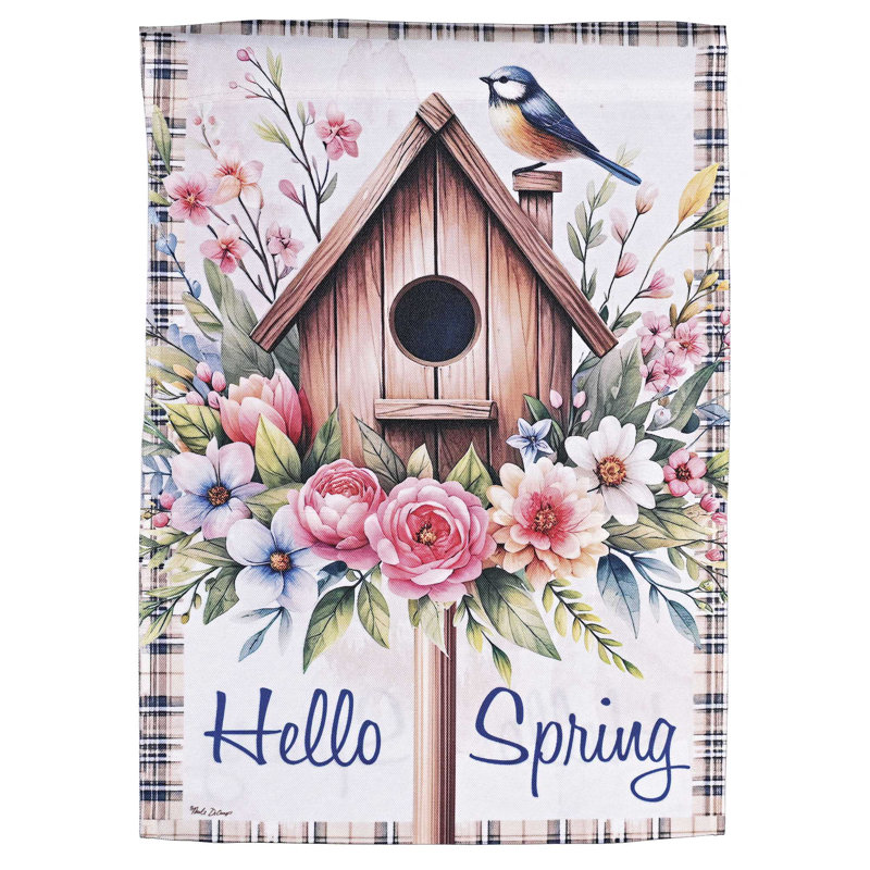 Flag Robin Hello Spring 13x18