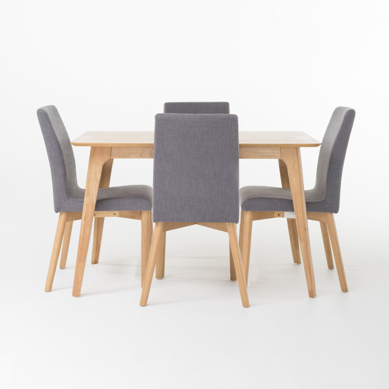 Ensemble repas pour 4 personnes Babala, Beige clair, Chêne naturel