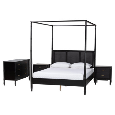 Ensemble de chambre à coucher noire 4 pièces Baxton Studio Gineva