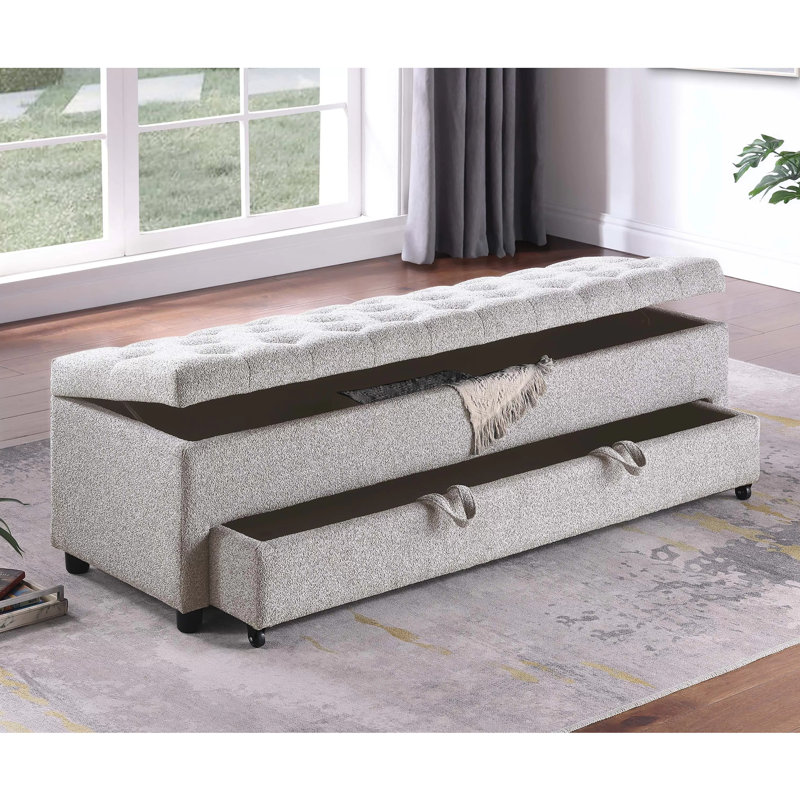 Repose-pieds en tissu texturé, Beige