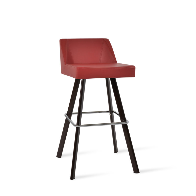 Tabouret de bar et de comptoir Prisma Sword, Tabouret de bar (siège d'une hauteur de 30,5 po), Rouge, Noyer