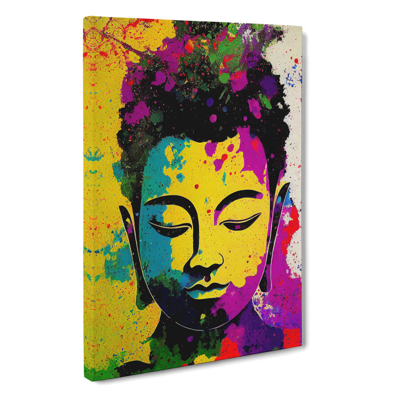 Buddha Splashed No.5 - Wall Art, Wrapped Canvas, 50cm H x 35cm W x 3cm D, No Matte