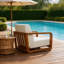 Fauteuil de jardin surdimensionné en bois d'acacia avec coussin, fauteuil lounge à assise profonde