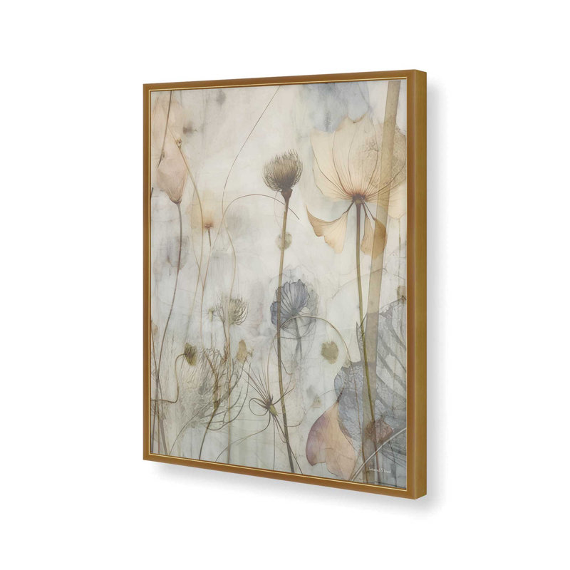 «Flowers in the Breeze III» par lettres et doublure, reproduction d'art, 24 W x 32 H, Gold, Framed Print