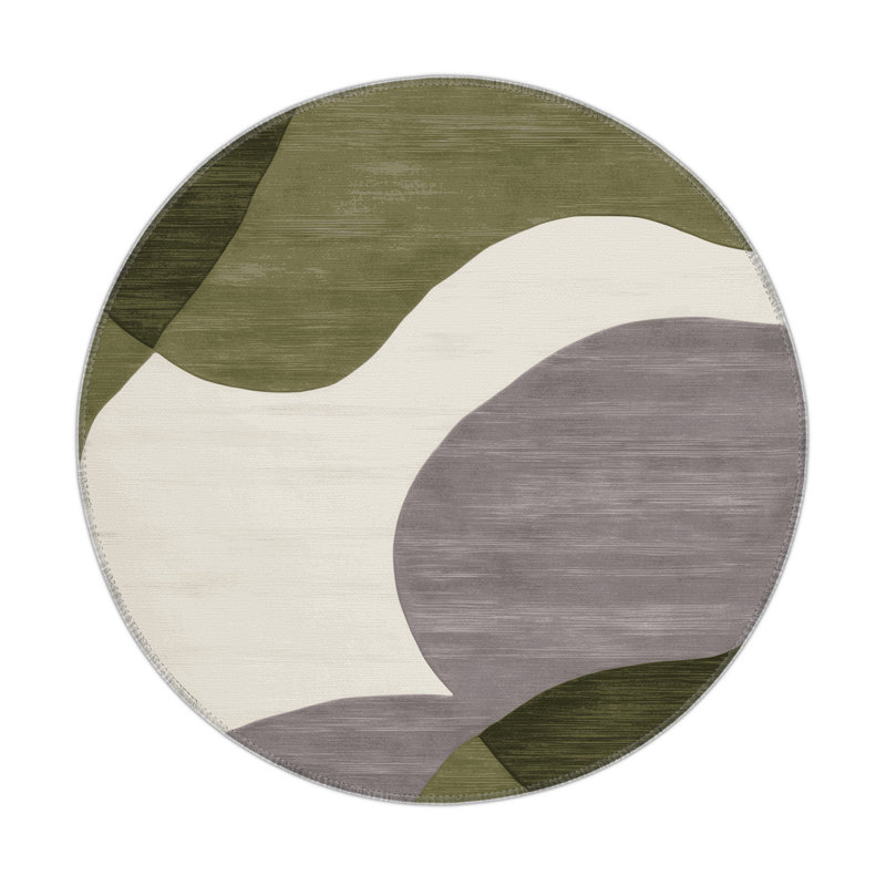 Tapis intérieur et extérieur gris Watercolor, Rond 5 pi