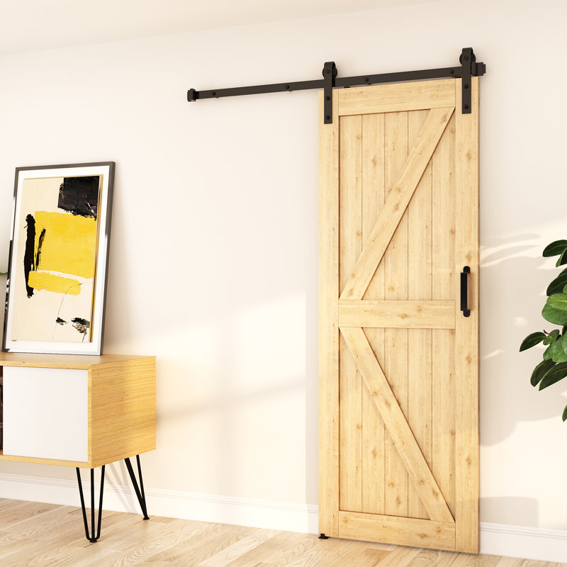 Matte Black Steel Sliding Single Barn Door Hardware Kit