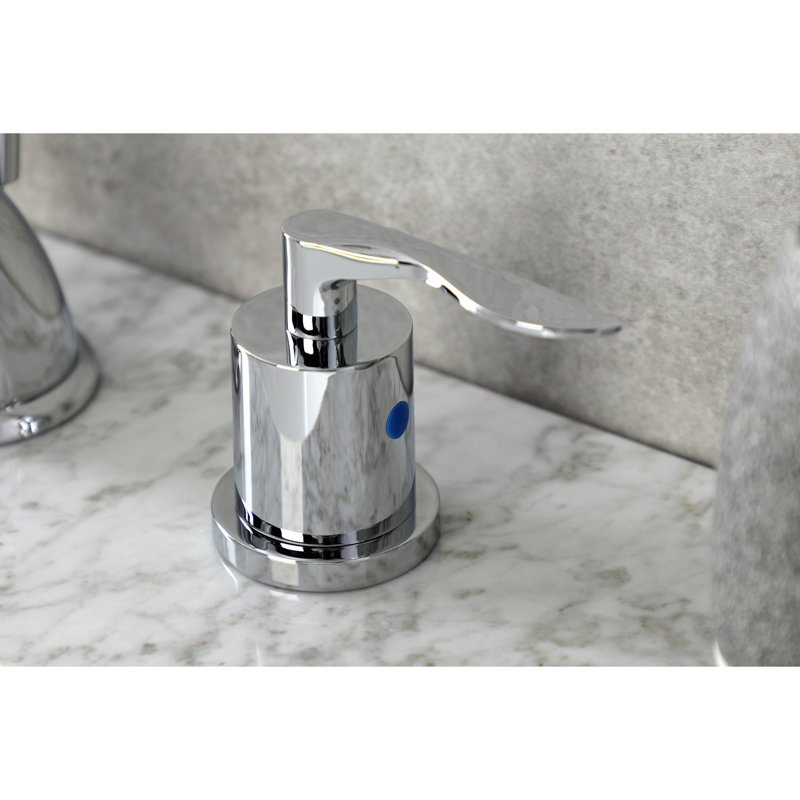Kingston Brass Serena Two-Handle 3-Hole Deck Mount Widespread Bathroom Faucet with Retail Pop-Up Drain, Polished Chrome