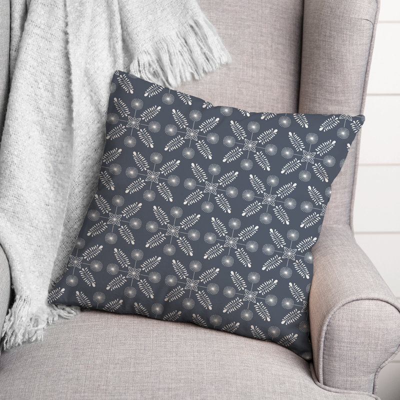 Floral Outdoor Reversible Throw Pillow, 18"H x 18"W, Slate