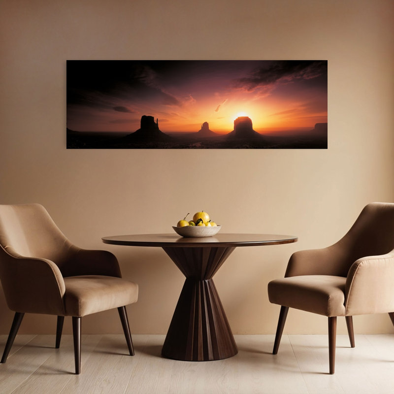 Monument Valley, Utah, États-Unis, paisible paysage serein abstrait coucher de soleil, art mural, 16" H x 48" W