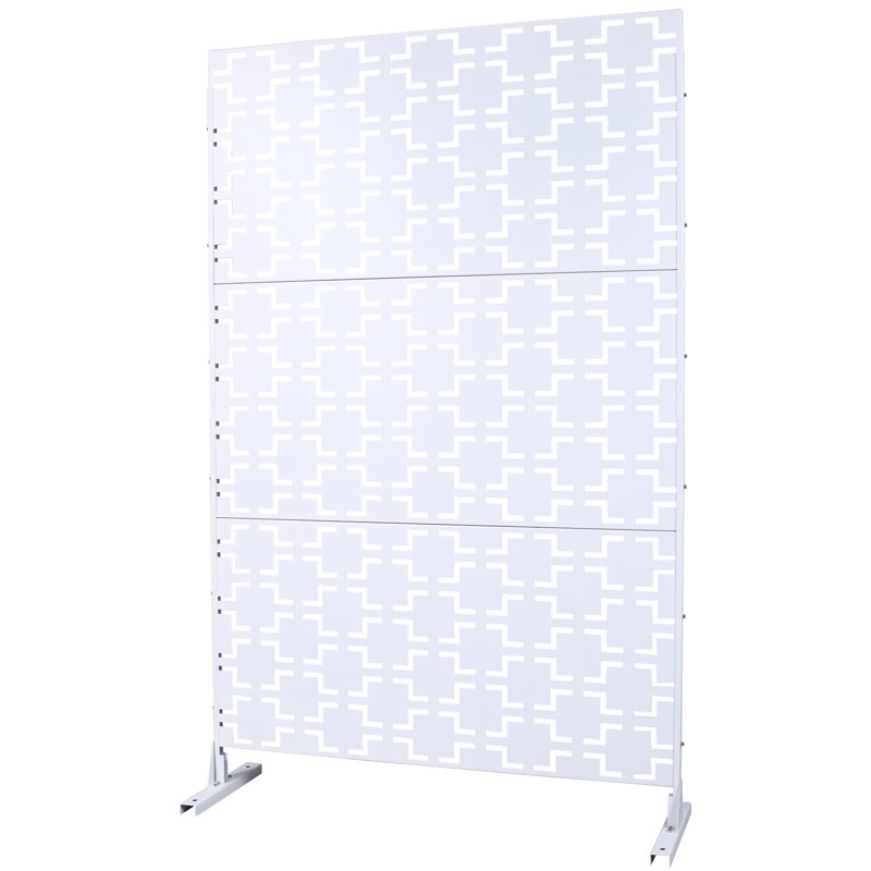 Clôture d'intimité H 76 po l 76 po - Métal, pour écran extérieur - Rouille, Blanc