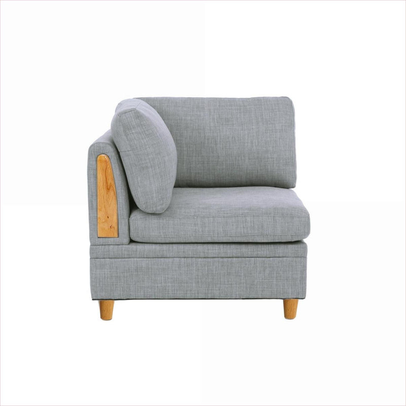 Siège de coin contemporain 36 po x 36 po pour salon en tissu de ton gris, Grey