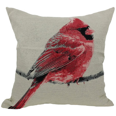 Cardinal Bird Emboridery Throw Pillow
