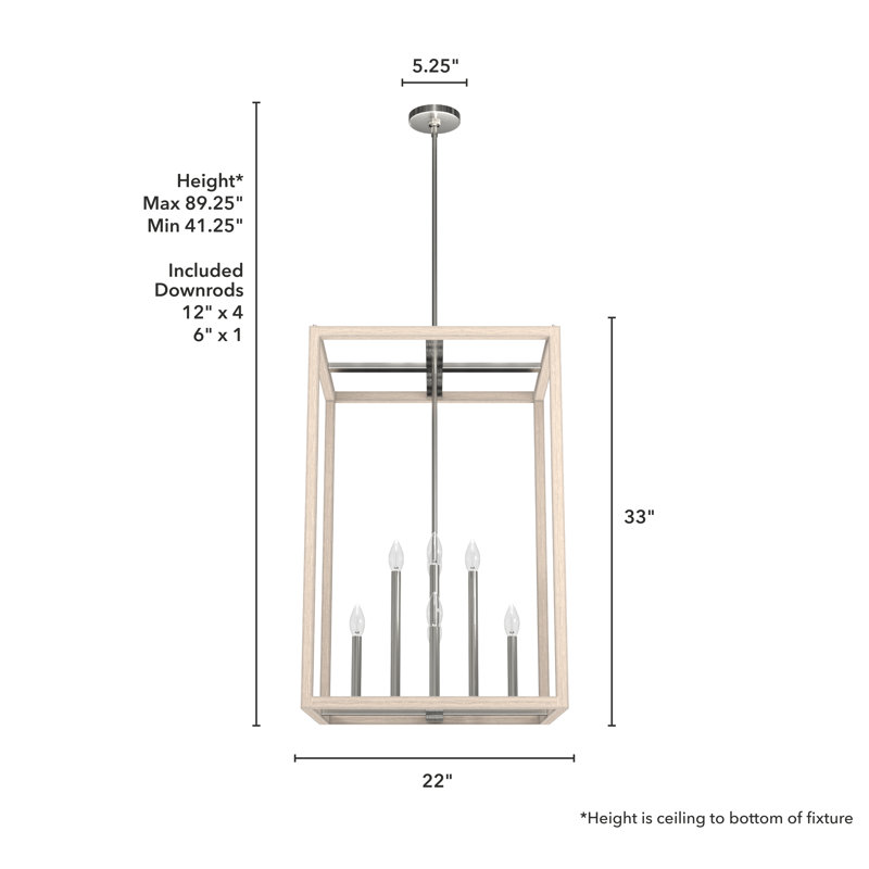 Squire Manor 8 - Light Rectangle 22 inch Pendant, Brushed Nickel