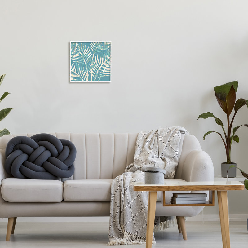 Feuilles tropicales, abstrait, reproduction sur bois, Giclée encadrée blanc bord de mer, H 12 po x l 12 po x P 1,5 po