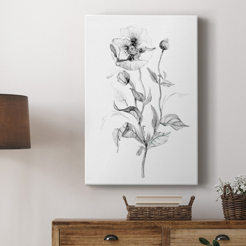 Croquis de coquelicots sauvages sur toile, H 12 po x l 8 po x P 1 po