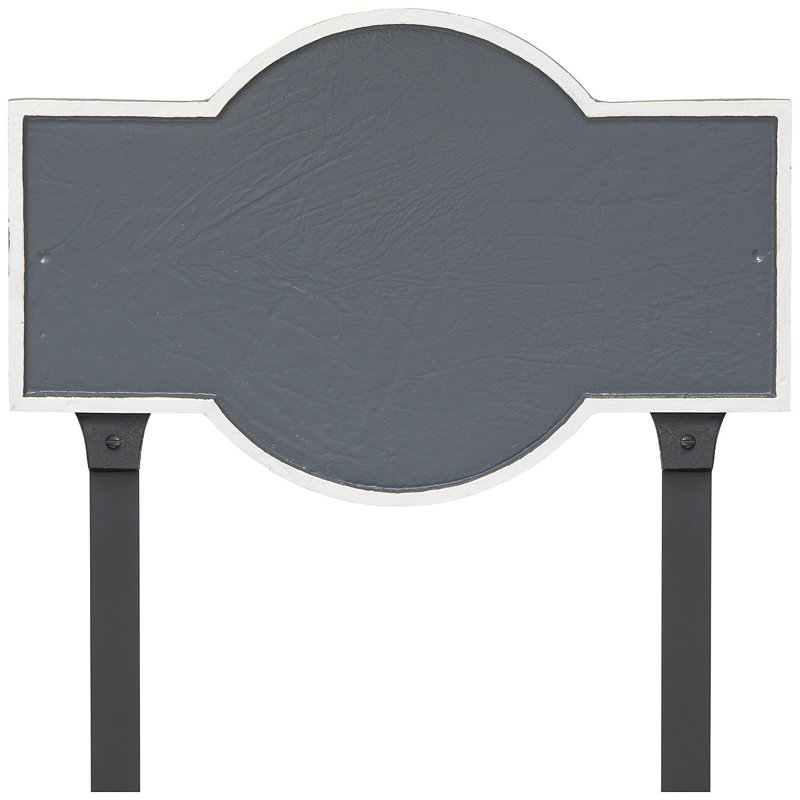 Plaque d'adresse rectangulaire avec piquets Canterbury, Gris / Blanc, Oui