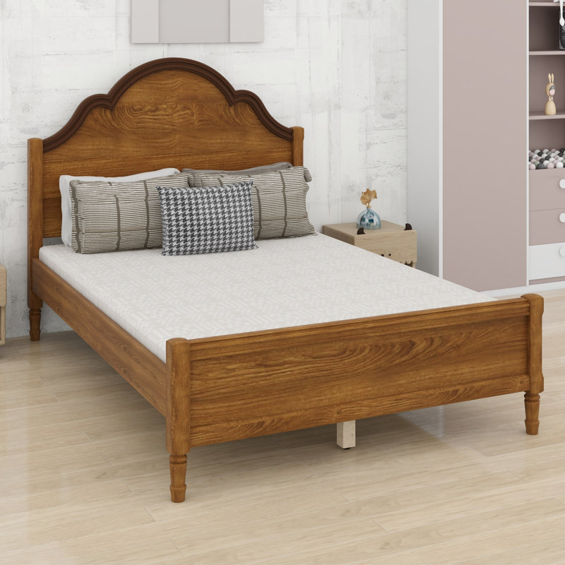 Lit plateforme, cadre en bois avec tête et pied de lit, Walnut, Full / Double