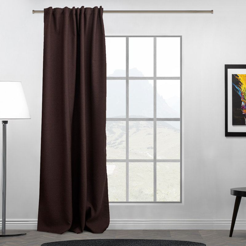 Room Darkening Single Curtain Panel, Dark Brown, 260cm Width x 265cm Drop
