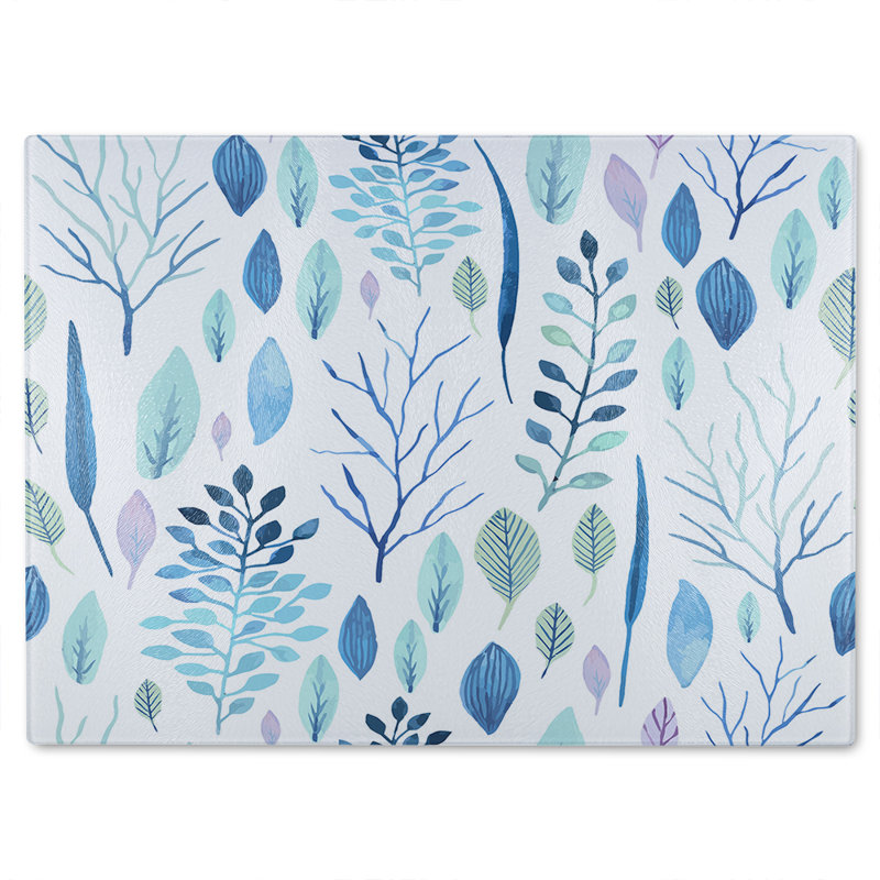 Winter Branches & Leaves Glass Chopping Board