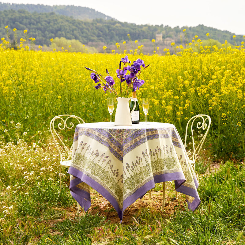 Lavender Handmade Floral Tablecloth, 59" W x 59" L
