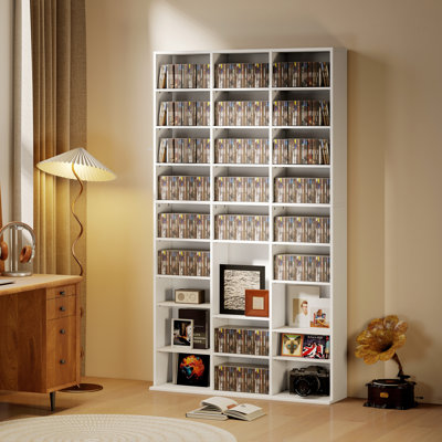 Armoire de rangement multimédia, tablette DVD à 9 niveaux avec 21 tablettes réglables