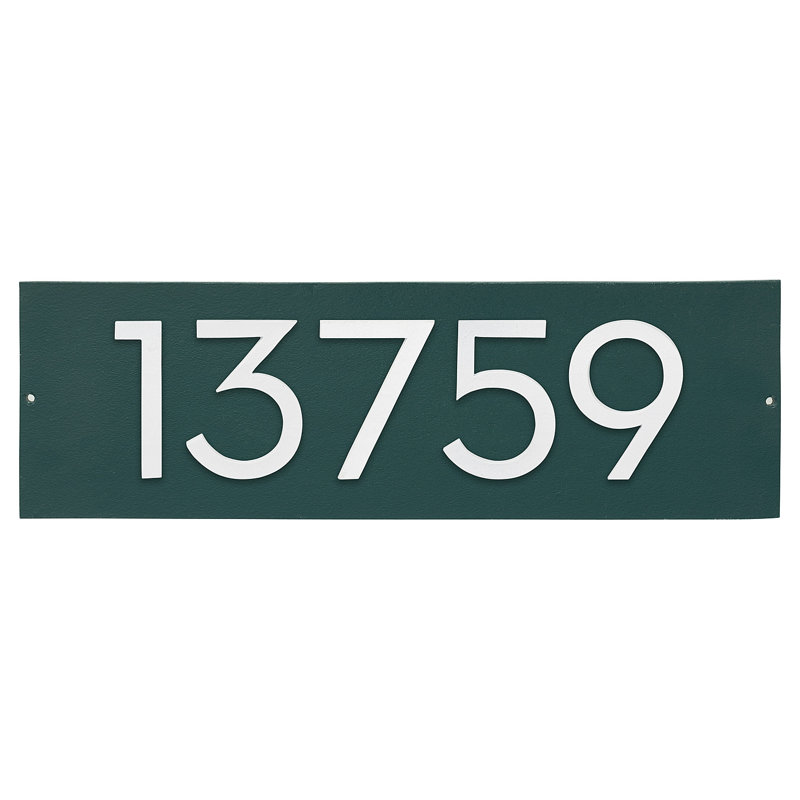 Plaque d’adresse murale sur 1 ligne flottante, Vert forêt, Aluminium brossé, Oui