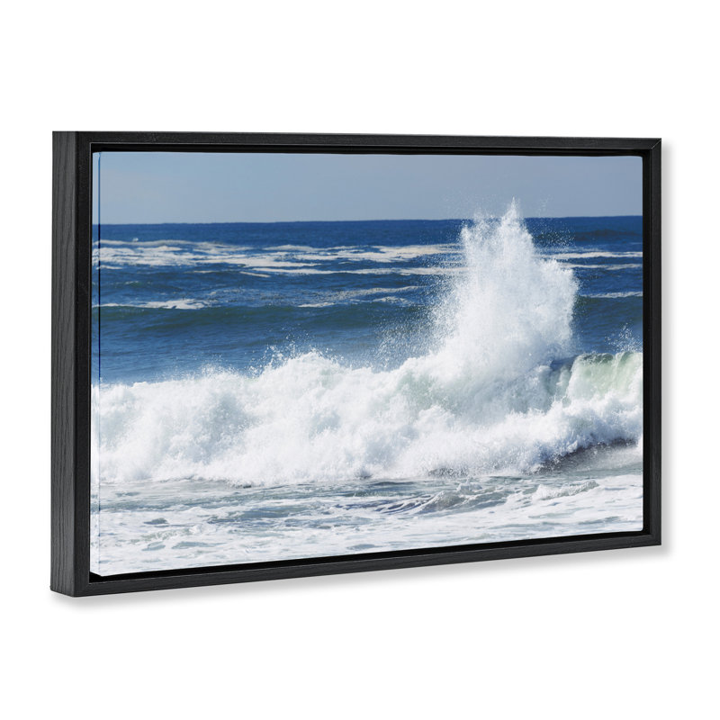 Cadre flottant Crashing Waves Splash, conception de JLM, Cadre flottant noir de jais, H 21 po x l 31 po