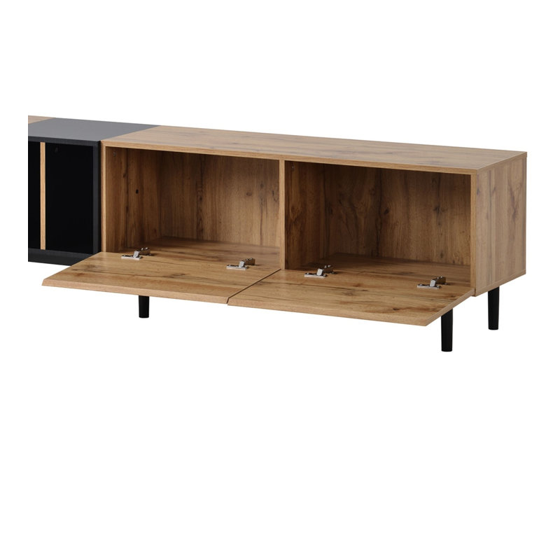 Crédence de rangement l 76,8 po Nyora, Brun / noir