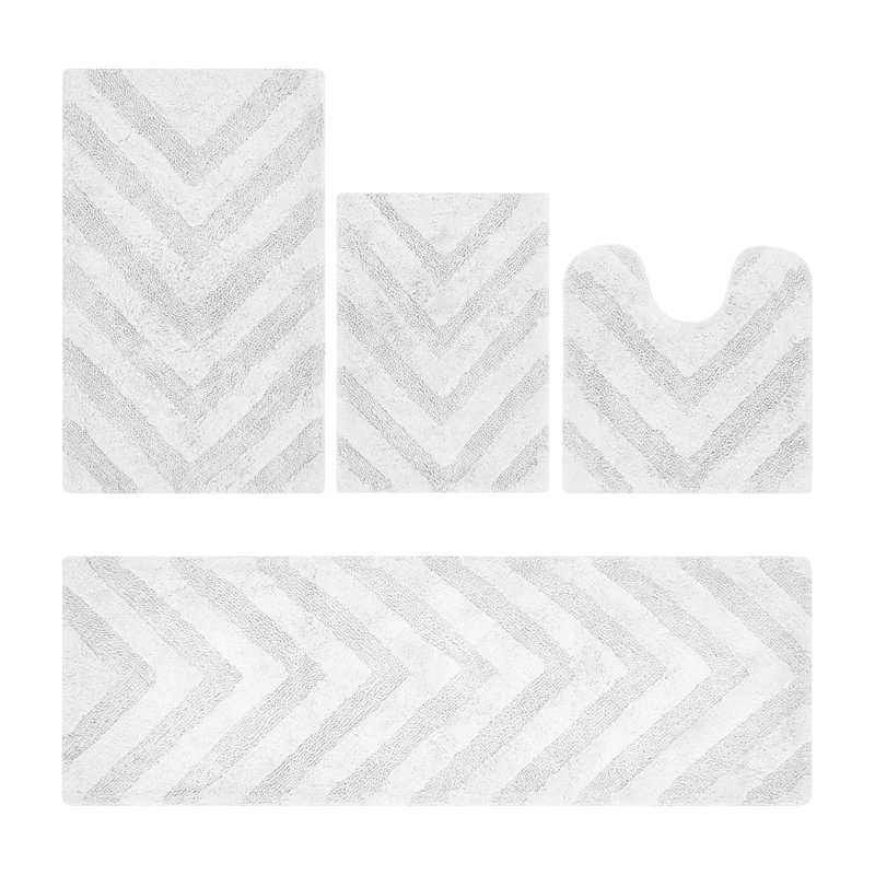 Ensemble de tapis de bain 4 pièces, Blanc, 4 pièces (17 po x 24 po | 20 po x 20 po | 21 po x